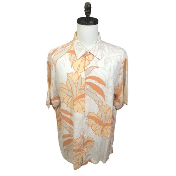 Cubavera XXL Hawaiian Shirt Linen Blend Orange Floral Tropical - Picture 1 of 9